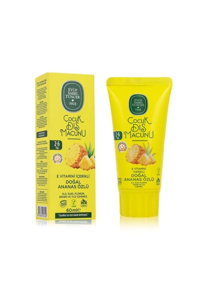 Eyüp Sabri Tuncer Doğal Ananas Özlü 2-6 Yaş Çocuk Diş Macunu 60 ml ürün görseli 1