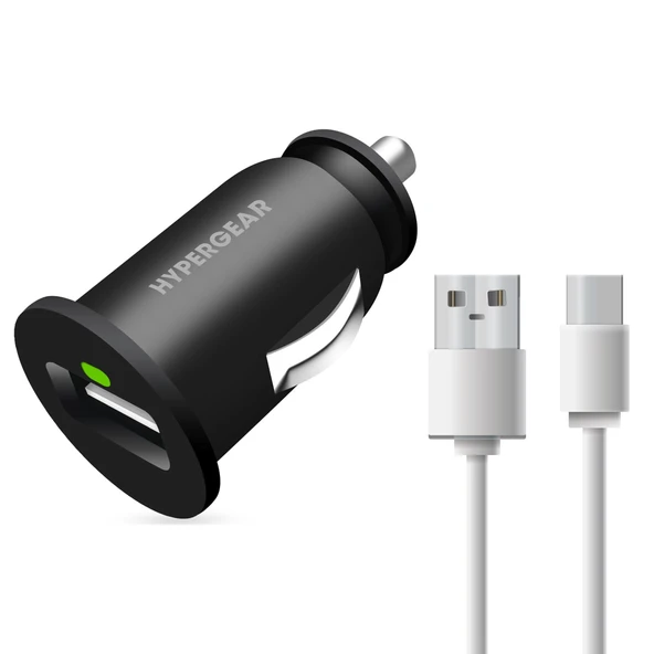 Hypergear 2.1A 2X Hızlı Araç Şarj Aleti Set Type-C Kablo Siyah ürün görseli 1