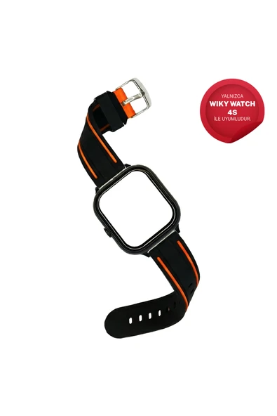 Wiky Watch 4S Uyumlu Değiştirilebilir Akıllı Çocuk Saati Kasa-Kordon Seti Turuncu Şeritli ürün görseli 1