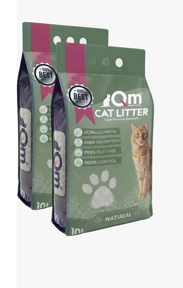 QM KOKUSUZ BENTONİT KEDİ KUMU 2*10 LT ürün görseli 1