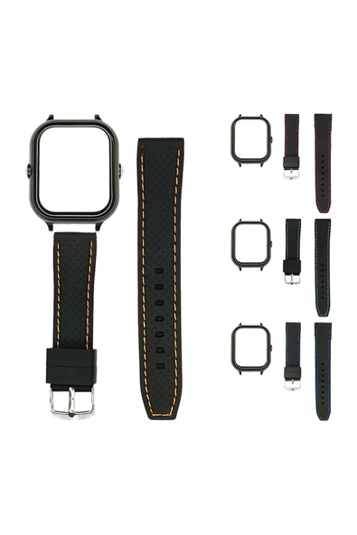 Wiky Watch 4S Uyumlu Değiştirilebilir Akıllı Çocuk Saati Kasa-Kordon Seti Turuncu Dikiş Detaylı ürün görseli 1