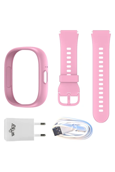 Wiky Watch 5 Plus Pembe Akıllı Saat Kasa Kordon Seti + Adaptör ve Şarj Kablosu Pembe ürün görseli 1