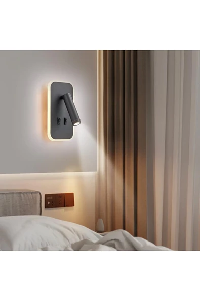 ECONA ECONA Dekoratif Yatak Başı Okuma Lambası 12 Watt Gün Işığı Çift Kademeli Baş Ucu Kitap Okuma Lambası ürün görseli 1