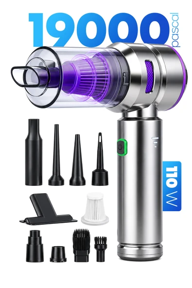 Kablosuz Şarjlı Araç İçi Süpürge 110 W Güçlü Vakum & Üfleme Şişirme Cihazı El Süpürgesi HL121 ürün görseli 1