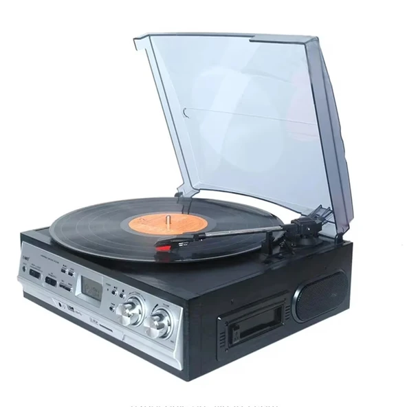Knstar KN-37 Bluetooth Kumandalı Pikap Kaset USB Radyo 33/45/78 Devir Nostaljik Plak Çalar ürün görseli 1