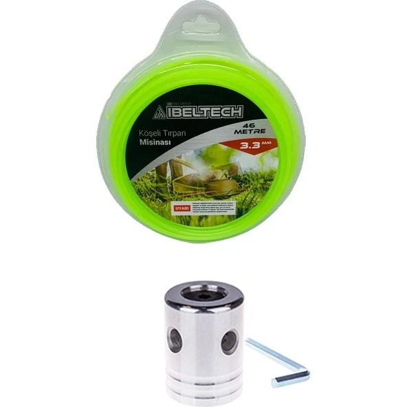 Johnser Motorlu Tırpan  Örümcek Başlık - Universal + Ibeltech Köşeli Tırpan Misinası 3.3 mm 46 Metre Çim Biçme Misinası – Yoğun Ot & Çalı Temizliği Için Dayanıklı Set ürün görseli 1