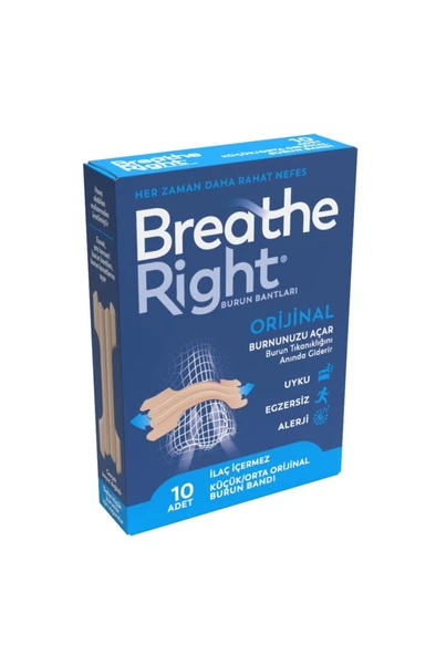 Breathe Right Burun Bandı Orijinal (Klasik) Küçük/Orta Boy 10’lu (Horlama ve Burun Tıkanıklığı İçin) ürün görseli 1