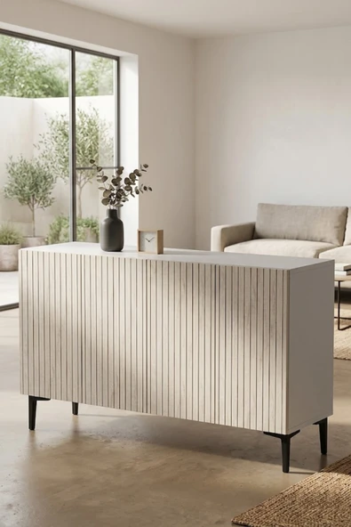 KA1214BT ZEYNEP Konsol ve Tv Sehpası Beyaz-Traverten 120cm ürün görseli 1