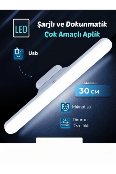 Hightek Hightek Dokunmatik Led Usb Şarjlı Aplik Kablosuz Mıknatıslı Lamba 3 Farklı Işık Rengi ürün görseli 1