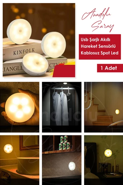 Anadolu Saray Çarşısı Anadolu Saray Çarşısı Hareket Sensörlü Usb Şarjlı Led Işık | Dolap Içi Ev Aydınlatma Gece Lambası Led Işık - 1 Adet ürün görseli 1