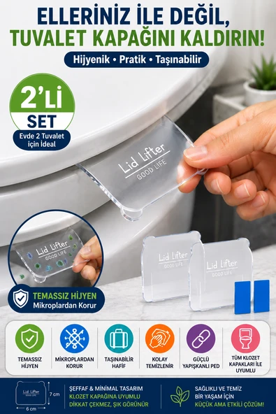 2’li Set Hijyenik Tuvalet Kapak Kaldırıcı  – Temassız ve Pratik Kullanım ürün görseli 1