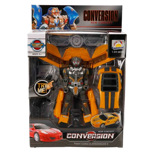 Sarı Araba 1:24 Sesli ve Işıklı Dönüşebilen Robot 22 cm ürün görseli 1