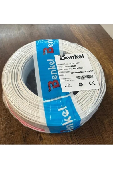 BENKEL BENKEL 2 X 0.75 Kordon kablo CCA BENKEL marka 100 Metre ürün görseli 1