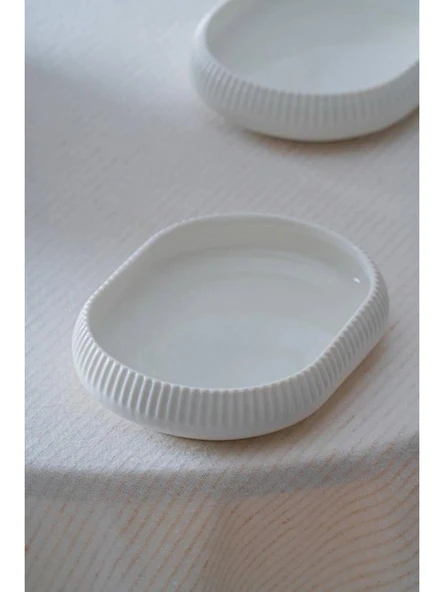 Acar Linea Porselen Oval Beyaz Tabak 14x10x3 cm ürün görseli 1