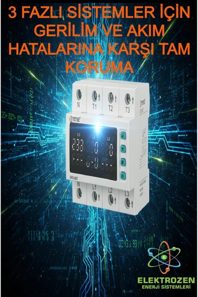 TENSE TENSE Trifaze Gerilim Koruma ve Akım Koruma Rölesi (63A) ürün görseli 1