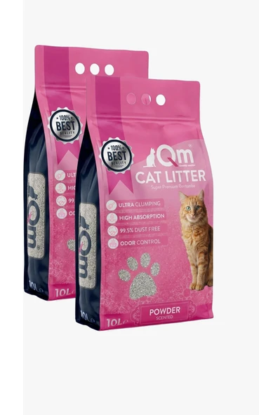 QM BEBEK PUDRA BENTONİT KEDİ KUMU 2*10 LT ürün görseli 1