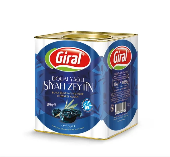 Giral Naturel Gemlik Yağlı Siyah Zeytin Mavi Teneke 261-290 Kalibre ürün görseli 1