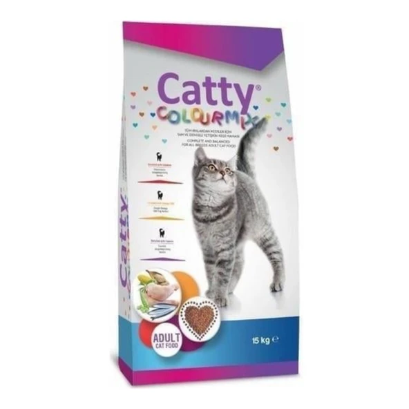 Catty Renkli Taneli Tavuklu Yetişkin Kedi Maması 15 Kg ürün görseli 1