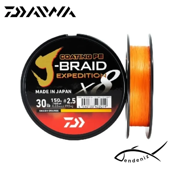 Daiwa JBraid Expedition 8B 150m Smash Orange İp Misina ürün görseli 1
