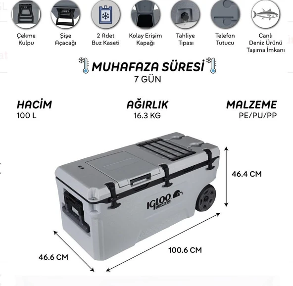IGLOO CoreMAX 100 Tekerlekli Buzluk 100 Litre - Resim 5