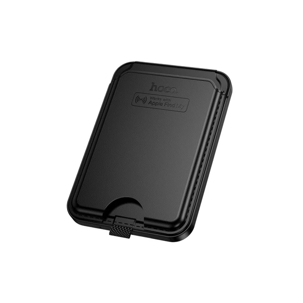 Hoco. E91I Tiger Smart Apple Find My Özellikli Kablosuz Şarj Destekli Magsafe Kartlık - Siyah ürün görseli 1