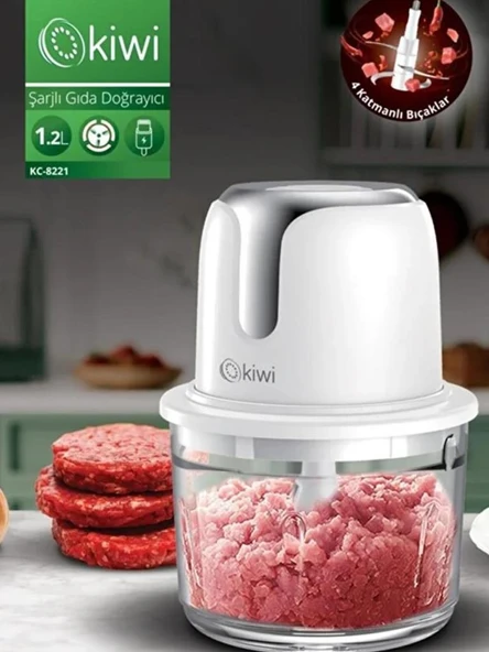 Kiwi KC-8221 Kablosuz Şarjlı Doğrayıcı - Gümüş ürün görseli 1