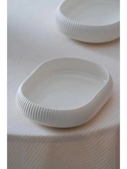 Acar Linea Porselen Oval Beyaz Tabak 18x13x4 cm ürün görseli 1