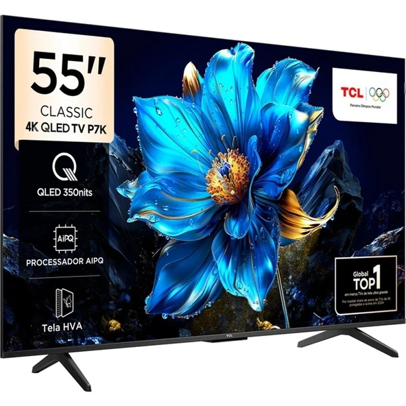 TCL 55P7K 55'' 139 Ekran Uydu Alıcılı 4K Ultra HD QLED Google TV ürün görseli 1