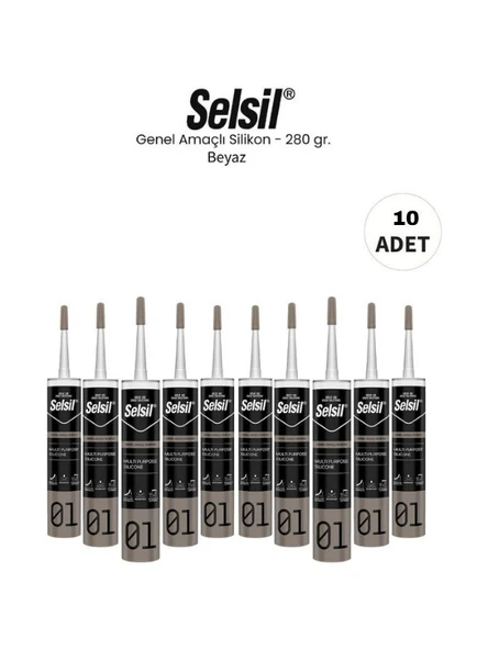 Selsil Genel Amaçlı Beyaz Silikon 280 Gr. - 10 Adet ürün görseli 1