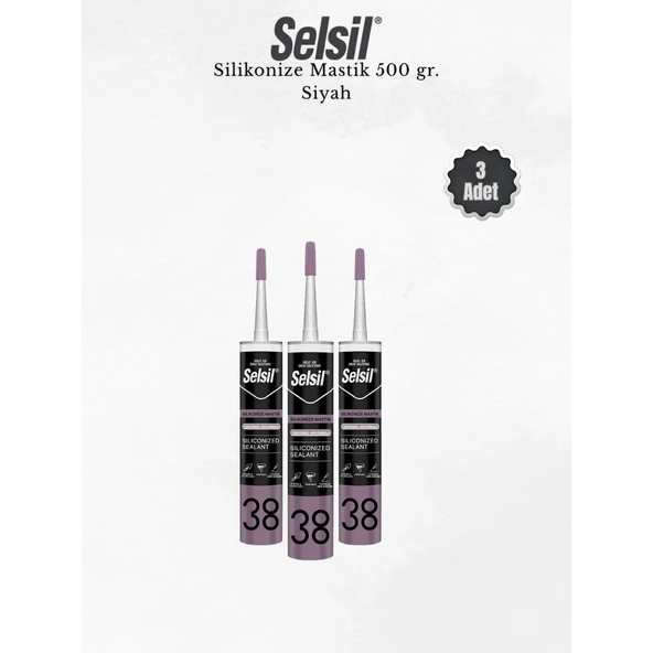 Selsil Silikonize Siyah Mastik 500 Gr - 3 Adet ürün görseli 1
