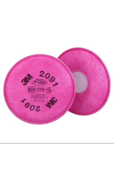 3M 2091 P100 Partikül Filtresi, Pembe 7000, Bir Çift, Hafif, (5 çift) ürün görseli 1