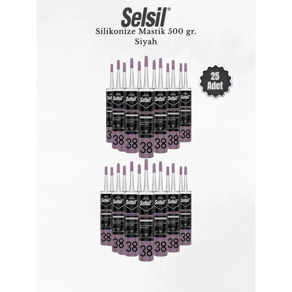 Selsil Silikonize Siyah Mastik 500 Gr - 25 Adet ürün görseli 1