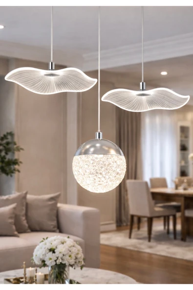 burenze Jellyfish Bruce Sarkıt Avize Led Avize Gümüş Krom Gövde Power Led ürün görseli 1