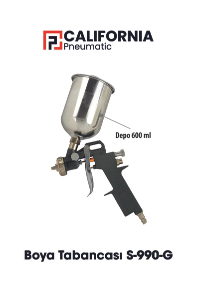 CALİFORNİA PNEUMATİC HAVALI BOYA TABANCASI S-990G ALÜMİNYUM ÜSTTEN DEPO 1,8MM 600CC CAP69931 CALIFORNIA ürün görseli 1