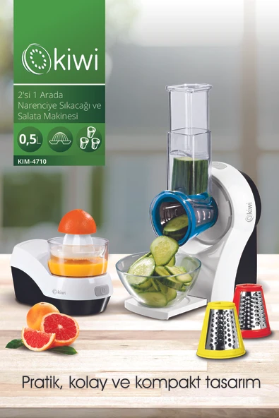 Kiwi KIM-4710 2'si 1 Arada Narenciye Sıkacağı ve Salata Yapma Makinesi ürün görseli 1