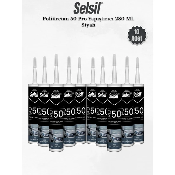 Selsil Poliüretan Mastik Siyah 280 Ml. - 10 Adet ürün görseli 1