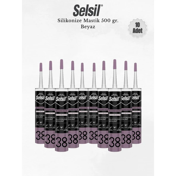 Selsil Silikonize Beyaz Mastik 500 Gr. - 10 Adet ürün görseli 1