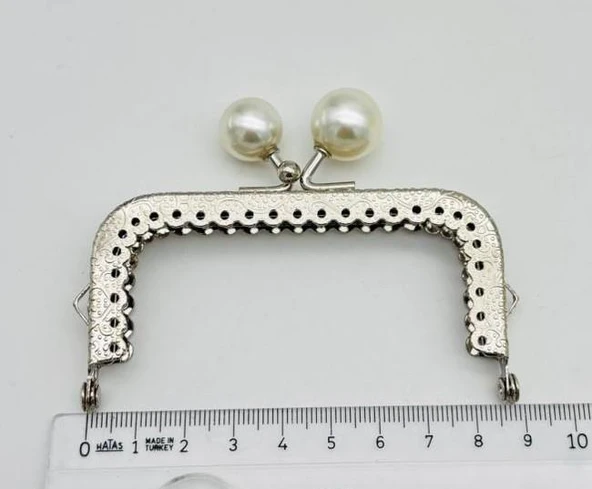 Angel Çanta Aksesuar 9 Cm Cüzdan Klipsi Silvery Renk İncili ürün görseli 1