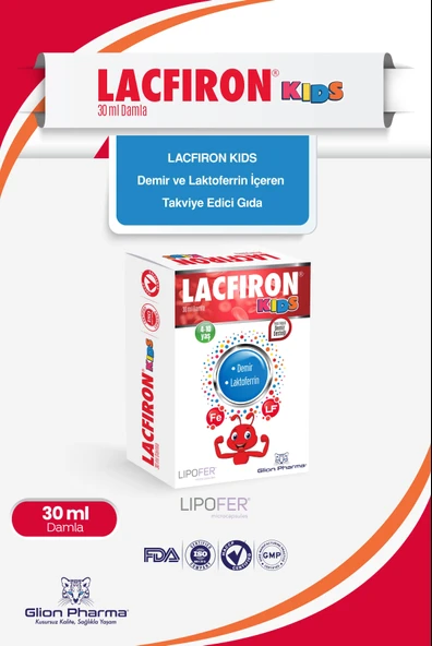 Lacfiron Kids Demir ve Laktoferrin İçeren Takviye Edici Gıda 30ml Damla ürün görseli 1
