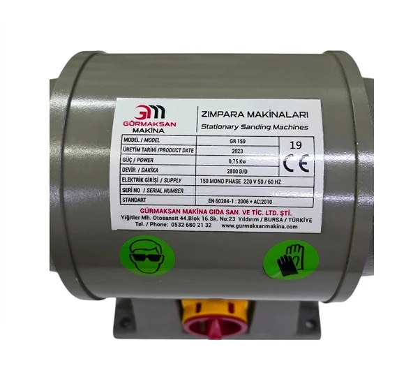GÜRMAKSAN Zımpara Taş Motoru MONOFAZE-150 mm ürün görseli 1