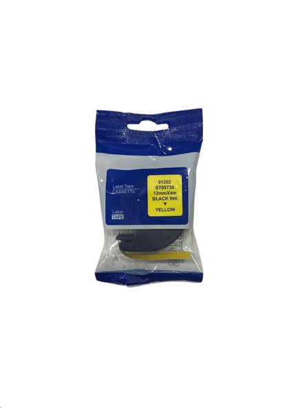 Muadil Etiket DYMO Letratag *91202 (59423)* 12mmX4m Sarı Etiket Siyah (Laminasyon Şerit) ürün görseli 1