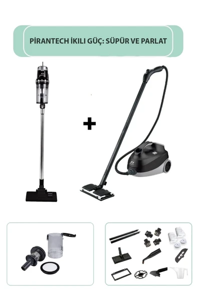 CB-107C Çok Fonksiyonlu Buharlı Temizlik Makinası / Ek200 Torbasız Kablolu Dikey Süpürge ürün görseli 1