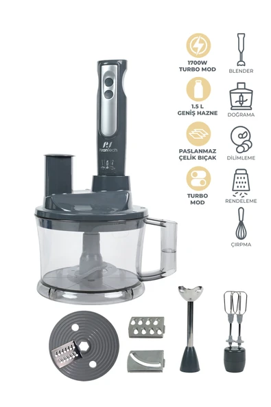 YH-1420 Mutfak Robotu – El Blenderı, Doğrayıcı, Rende ve Çırpıcı Seti ürün görseli 1