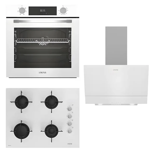 Altus Turbo Beyaz Cam Ankastre Set (ALA 322 W - 159 DW - 510 W) ürün görseli 1