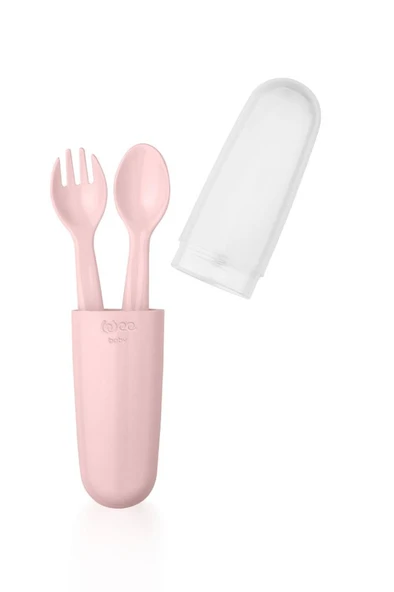 Wee Baby Saklama Kutulu Çatal Kaşık Seti - PEMBE ürün görseli 1