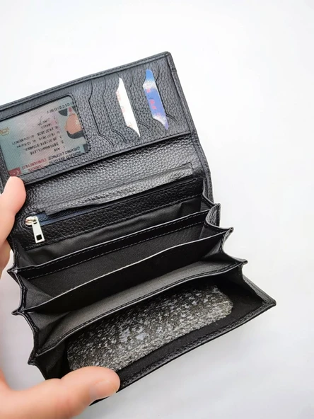 Çıtçıtlı Kullanışlı Kadın Deri Cüzdan - Resim 2