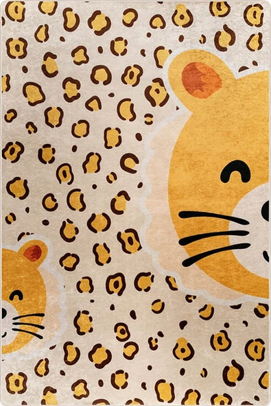 Kedi Desenli Turuncu Çocuk Odası Halısı-4003 130 X 200 ürün görseli 1