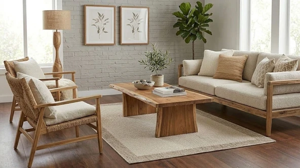 Derin Sisal Vizon Bordürlü Bej Jüt Sisal Dekoratif Kaymaz Taban Yıkanabilir Halı | ST04 160 X 300 ürün görseli 1