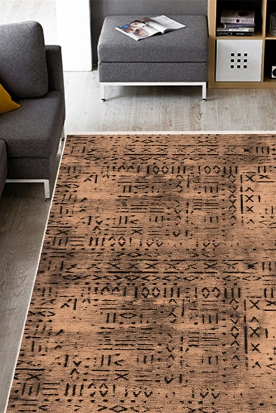 Vadi Şönil Kahve Renkli Modern Makine Dokuma Halı-8011 100 X 200 ürün görseli 1