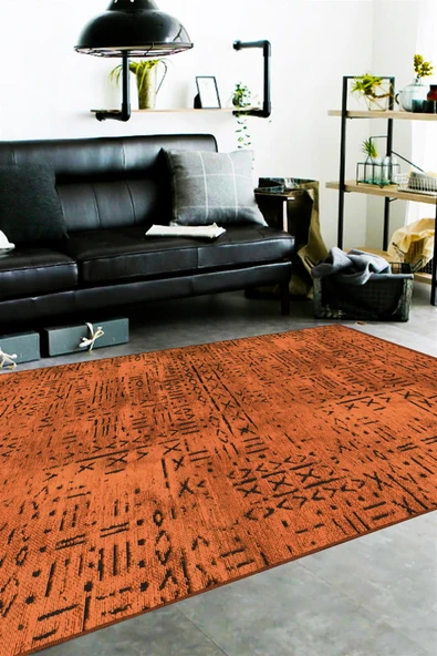 Vadi Şönil Maun Rengi Modern Makine Dokuma Halı-8010 100 X 300 ürün görseli 1